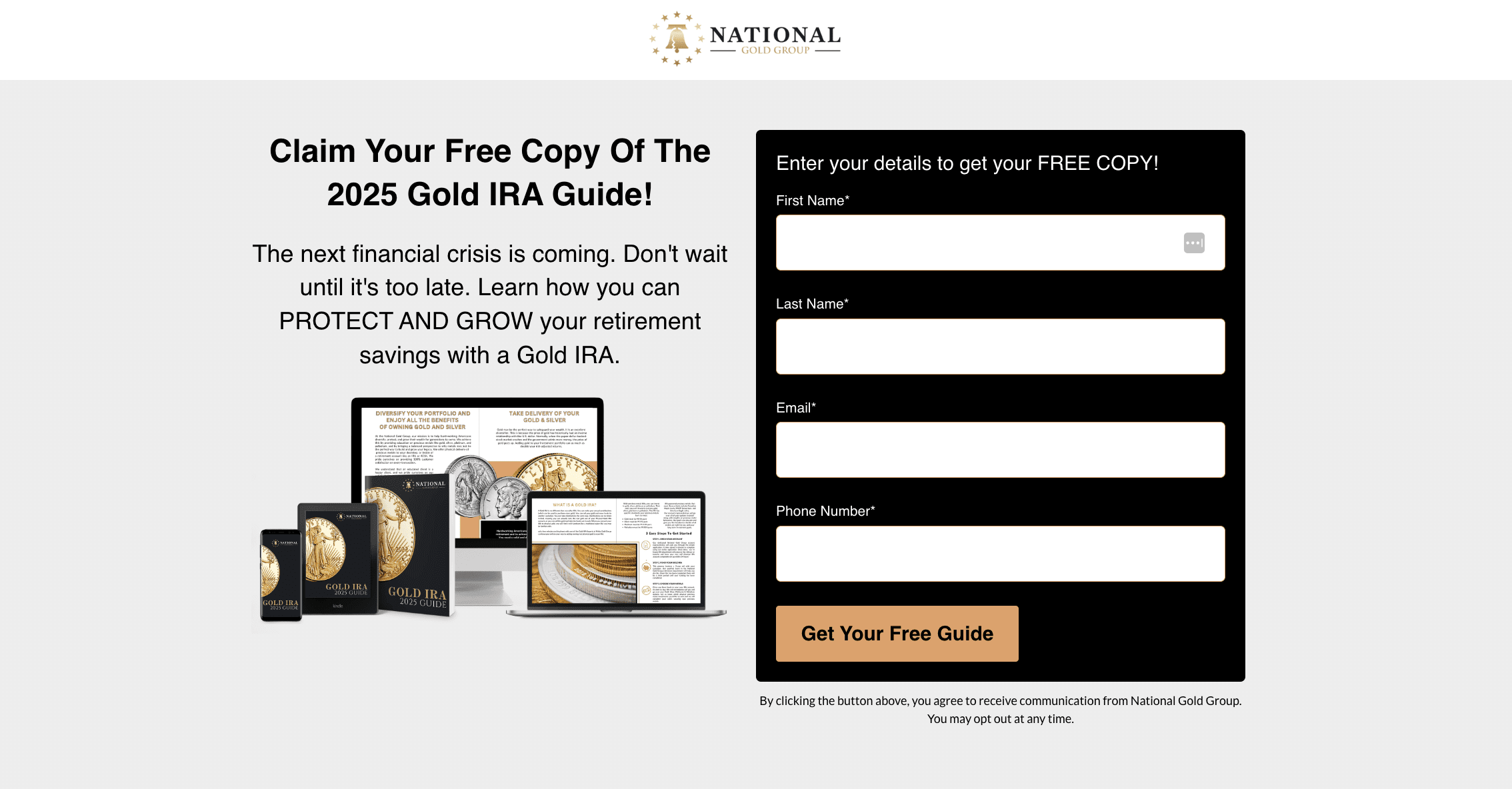 IRA Gold landing page isnide VidTao ad spy tool